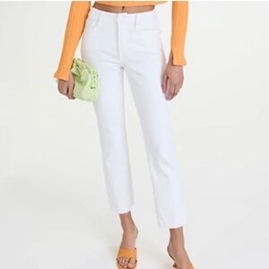 Good American Good Legs White w pink stitching Straight Jean Sz 6/28